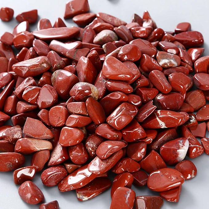 IMALY Red Jasper Tumbled Chips Stone Polished Crushed Healing Crystal Quartz Pieces Irregular Shaped Stones for Home Decorative Stones Vases Plants Succulents 0.5lb