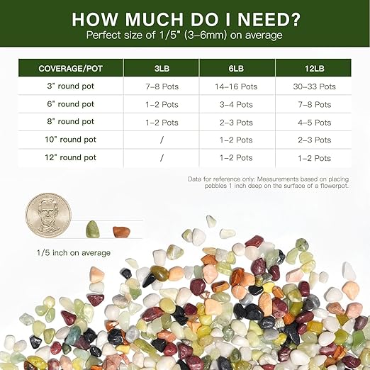 NUPICK 6 lbs Pebbles for Indoor Plants, 1/5 Inch Pea Gravel for Fish Tank, Polished Decorative Rocks for Succulent, Natural River Stones for Vases, Cactus, Landscaping, Bird Bath, Aquarium, Colorful