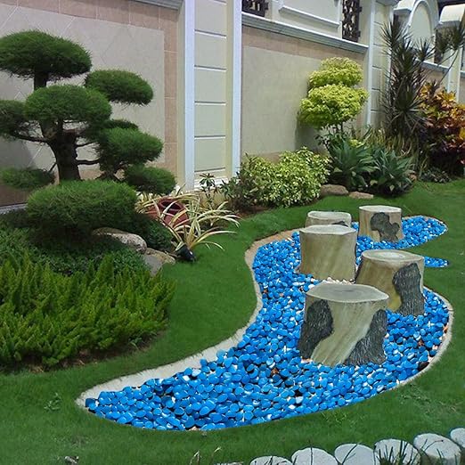 Glow in The Dark Rocks Outdoor, 200 pcs Blue Solar Rocks for Landscaping, Outdoor Decor Glow in The Dark Stones, Glowing Pebbles for Garden Backyard Patio Lawn Pond Fish Tank Aquarium Decor