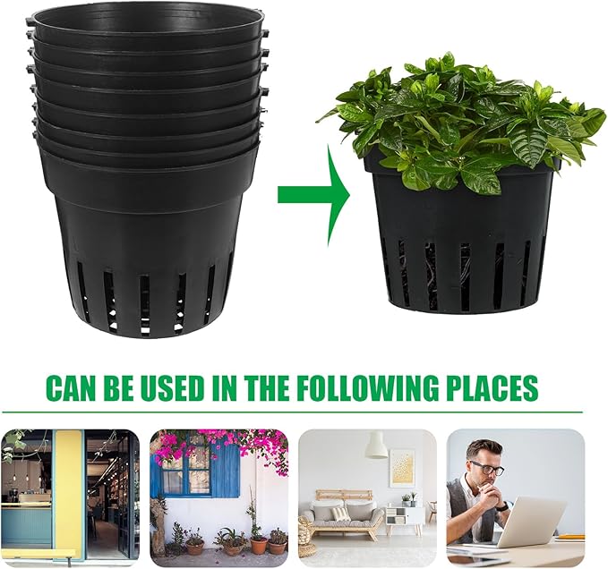 8pcs Black Wall Hanging Planters Set for Indoor Plants, Breathable Root Control Flower Pots with Multiple Drainage Holes, Balcony Vertical Garden Plant Holders Without Hooks