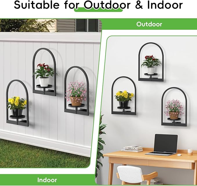 Wall Planters for Indoor Plants, Plant Holder Hanger Indoor, Wall-Mounted Planter Frame for Outdoor, Vertical Hanging Flower Pots Holder Plant Stand for Home Decor, 3 Pack