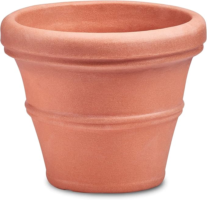 Crescent Garden Brunello Planter, Classic Rolled-Rim Plant Pot, Lightweight, Indoor & Outdoor Large Flowerpot - UV Safe & Frost Resistant - 27" W (Rust)