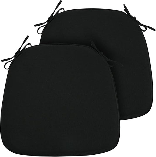 FUNHOME 17"x16"x2" Outdoor Chair Cushions Set of 2, Water Resistant Patio Chair Pads with Ties, Seat Cushions for Home Garden Furniture Decoration-Black