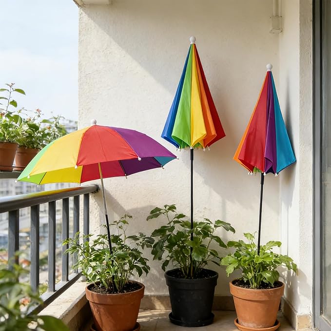 3Pack Plant Umbrellas for Outdoor Plants - 26" Large Sun Shade Cover, 43.3" Tall with Adjustable Angle, Compatible with Potted Plants, Garden Beds & Raised Garden Beds, Defends Against Blazing Sun & Intense Heat (Plant-3)