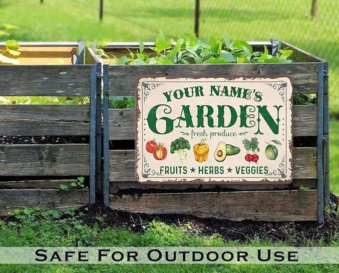 Personalized Metal Signs with Name Made in USA Custom Vintage Garden Sign Waterproof Vintage Decorative Metal Print for Wall Decor Customized Home Garden Ideas Gifts Artwork Prints for Yard Ourdoor