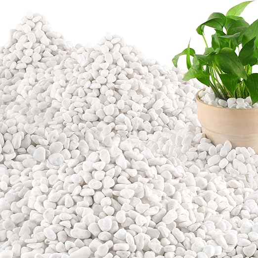 45LB Natural White Rocks, 1/4"-3/4" Garden River Rock,Decorative Pebbles Aquarium Gravel for Indoor Plants Garden Landscaping Terrarium Fish Tank and Outdoor Decoration