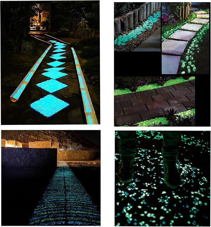 Oubest Glow in The Dark Rocks Glow Pebbles Decor for Garden/Fish Tank/Aquarium/Walkway/Driveway/Plant Pots/Bonsai (100, Green)