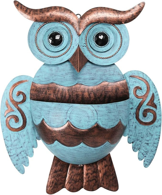 Metal Wall Planter Owl Wall Mounted Planters Small Flower Pot with Drainage for Indoor Outdoor Farmhouse Hanging Planter Succulent Plant Container Vertical Garden Yard Decor
