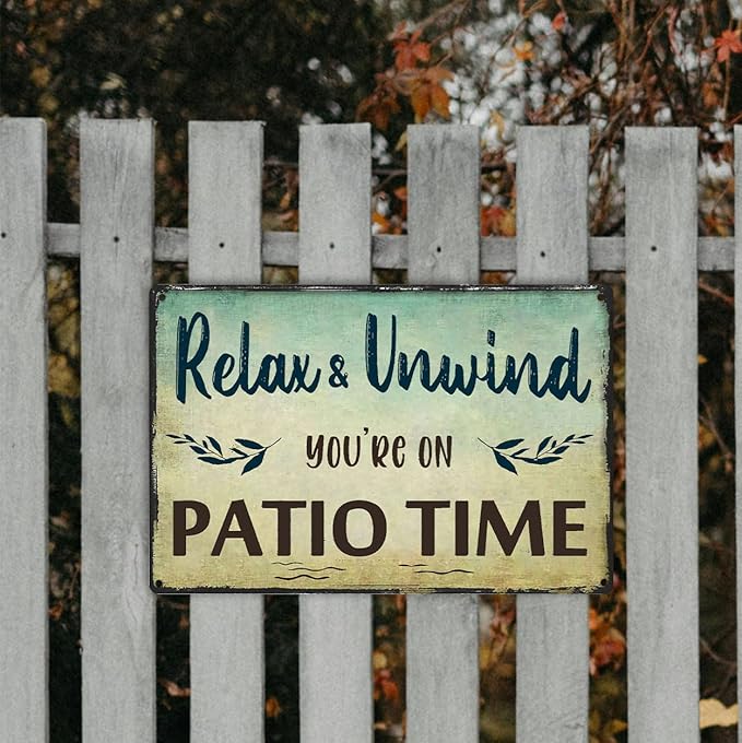 Outdoor Patio Wall Decor Patio Signs For Outside Porch Signs Outdoor Backyard Decorations Welcome Hanging Sign Relax Unwind You're On Patio Time Sign Patio Gifts For Men Home Bar Accessories 8x12 Inch
