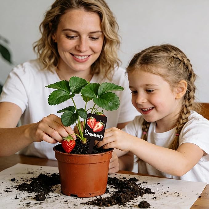 Whaline 20Pcs Watercolor Vegetable Plant Label Signs 20 Styles Garden Markers Waterproof Black Acrylic Plant Stake Tags with Names for Nursery Indoor Outdoor Garden Decor