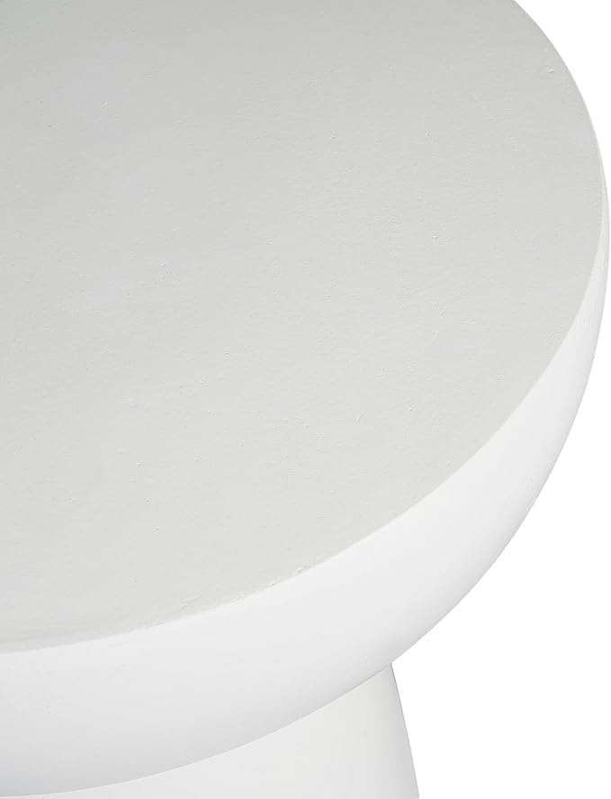 Christopher Knight Home Jorine 28"H Plant Stand, Lightweight Concrete Plant Stand, Small Plants Shelf, Semicircle Top, Column Side Table, Flower Stands, Plants Holder for Home Decor Garden Yard, White