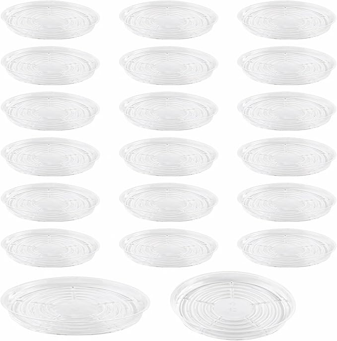 20 Pack 12 Inches Clear Plastic Plant Saucer Drip Trays Large Plant Plate Dish for Indoor Flower Pots and Planters, Bulk