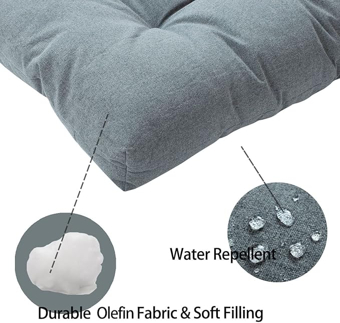 FUNHOME Outdoor Bench Cushion 48 x18 inch with Non-Slip Grips,Water Resistant Porch Swing Cushion,Bench Pillow Pads,Tufted Cushions for Patio Garden Furniture,48" Seat Cushions(Dark Gray)