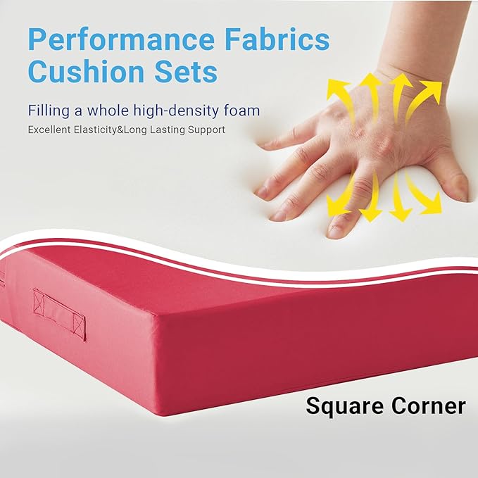 Outdoor Cushions for Patio Furniture,Outdoor Seat Cushion Set 24 x 24 x 5.75 Inch,Waterproof & Fade Resistant Outdoor Chair Cushions,Deep Patio Chair Cushion with Removable Cover,Burgundy