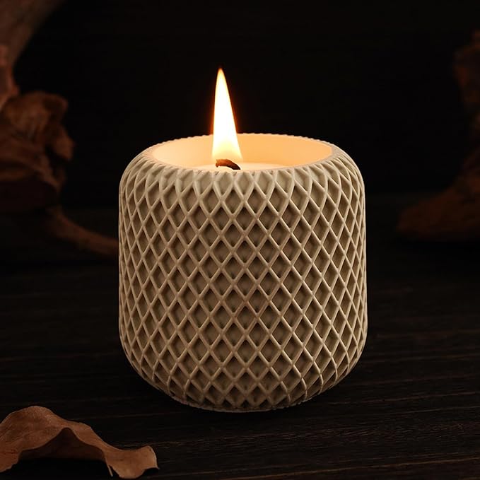 Unique Candle Jar Resin Mold, Geometric Texture Storage Container Silicone Molds for Resin Casting, Round Concrete Cement Jewelry Holder Planter Mold, Creative Display Art Craft DIY Home Decor