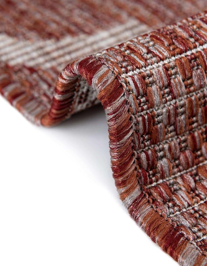 Unique Loom Outdoor Trellis Collection Area Rug - Trellis (Square 10' 8" x 10' 8", Rust Red/ Ivory)