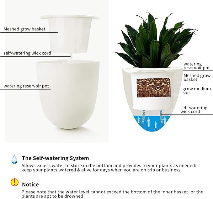 ORIMERC 4 Pack Corner Wall Mounted Hanging Planter Self Watering Triangle Plastic Flower Pot Decorative Modern Plant Vase Container Holder for Succulent Indoor Outdoor Home Office Décor White
