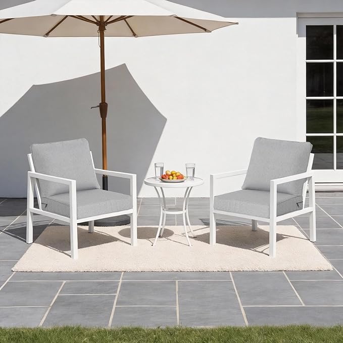 24x27.5 Inch Outdoor Deep Seat Cushions Set of 2,Thick High-Density Foam, Water-Resistant, Piped Edges & YKK Hidden Zipper for Patio Furniture,Stone Gray
