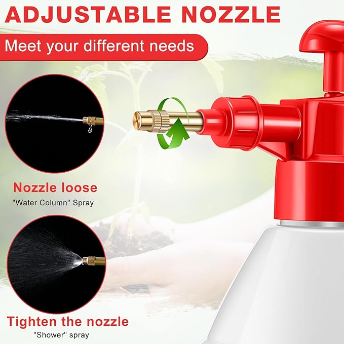 2 Pcs 27 oz Handheld Pump Spray Bottle Garden Mister Spray Bottles Lawn Pressure Hand Pump Sprayer with Adjustable Nozzle for Chemicals Watering Weeds Plants and Cleaning (Red)