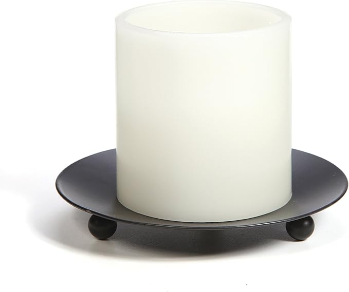 Hosley Set of 6 Black Iron Pillar Candle Holder Plates – 4.75" Inch Diameter- Decorative Round Trays for Pillar Candles – Ideal for Weddings, Special Occasions, Home Décor, and Pedestal Displays