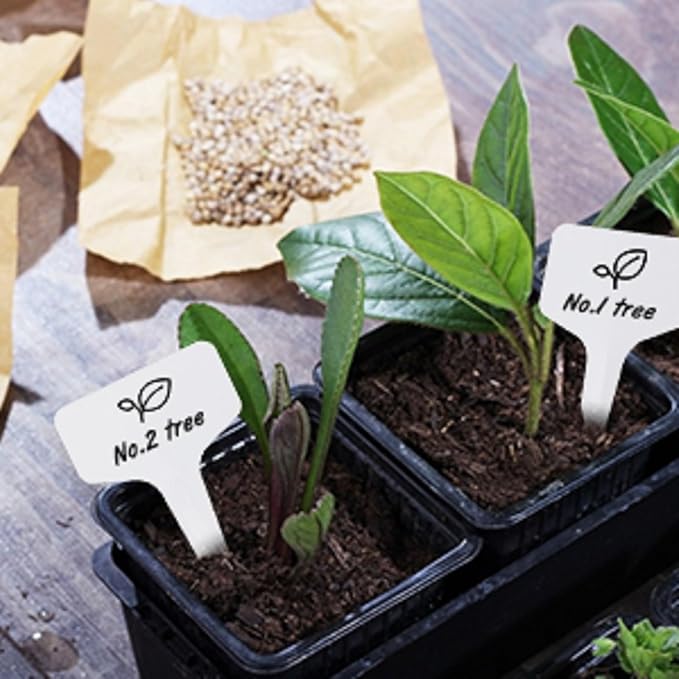 KINGLAKE GARDEN Plant Labels 200PCS 4 Inch Plastic Plant Name Tags Garden Labels Markers T-Type Garden Tags for Indoor Outdoor Plants with Permanent Marking Pen