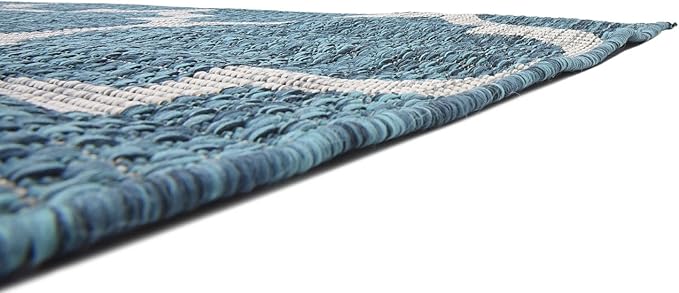 Unique Loom Outdoor Trellis Collection Area Rug (9' x 12' Rectangle, Teal/ Gray)