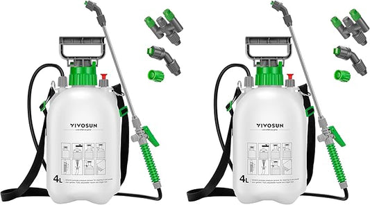 VIVOSUN 1 Gal/4L Pump Sprayer, Garden Water Sprayer for Plants, Weeds & Lawn Care, with 3 Nozzles, 50'' Long Hose & Pressure Relief Valve (Pack of 2)