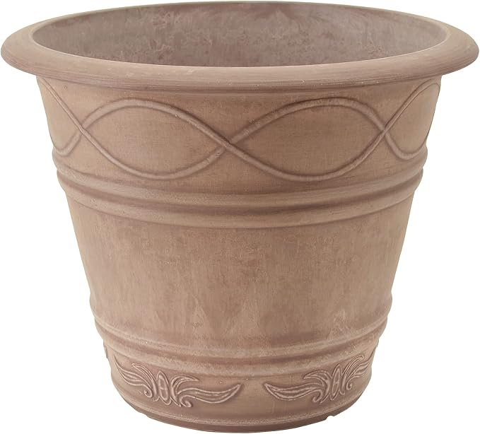 PSW Pot Collection Western Weave Planter Pot for Indoor and Outdoor Plants and Gardens, 14.5-inch, Taupe