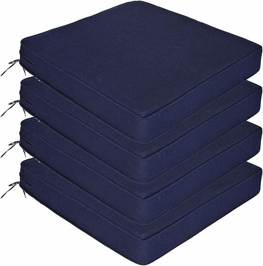 Outdoor Chair Cushions 19 x 19 Inch Set of 4 Water Resistant Seat Cushions with Ties, Outdoor Cushions for Patio Furniture with 3-Year Fade Resistant