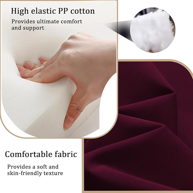 14 Pieces Outdoor Sectional Replacement Cushions for Patio Furniture, 4in Thick Outdoor Sofa Cushions for 6 Seat, Waterproof Deep Seat Couch Patio Cushions Set (Wine red)