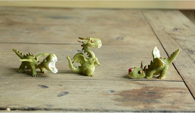 Top Collection 4413 Miniature Fairy Garden & Terrarium Mini Dragon Roaring Statue, Small, Green