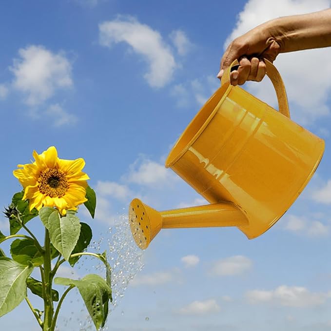 Watering Can Gardening Tool Accessories, Sprinkling Can 1L Metal Flower Garden Watering Can for Outdoor Indoor Plants Lawn Garden (Yellow)