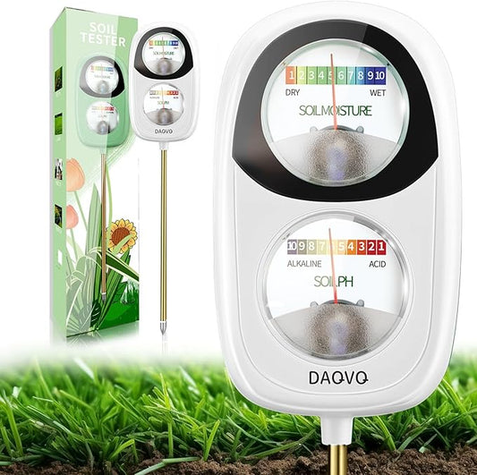 2-in-1 Moisture Meter for Plants, Soil Moisture Meter & PH Tester, Large Dual-Screen Soil Test Kit for Indoor/Outdoor Garden, Lawn, and Farm Use, No Battery Needed