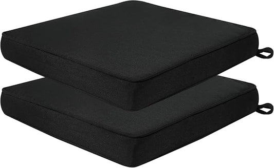 Outdoor Chair Cushions 18x18 Inch,Set of 2,Water Resistant Chair Pads with Ties,Square Seat Cushion 18"x18"x2.5",Patio Chair Cushion for Garden,Backyard Furniture(Black)