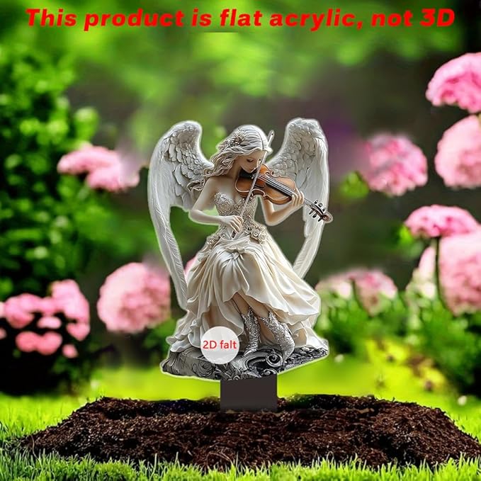 Garden Decor, Acrylic 2D Stake, Pot Plants Garden Yard Lawn Outdoor Fairy Statue Ornaments, Fairy Garden Accessories Decoration (Style B)