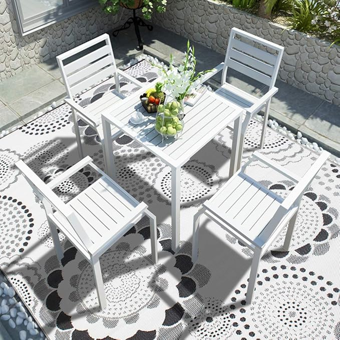 Reversible Outdoor/Indoor Plastic Rug,Easy to Clean and Fold,Perfect for Garden, Patio, Picnic, Decking-（Grey，8x10Ft）