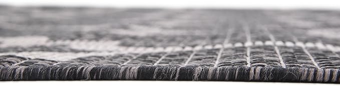 Unique Loom Outdoor Trellis Collection Area Rug (9' x 12' Rectangle, Black/ Ivory)
