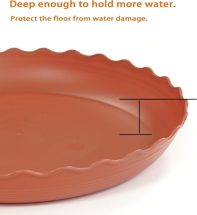 2 Pack Plant Saucer 10 inch, Heavy Duty Plastic Plant Saucers, Durable Plant Tray for Pots, Flower Saucers for Indoors, Plant Pot Saucers, Trays for Planter (Terracotta)