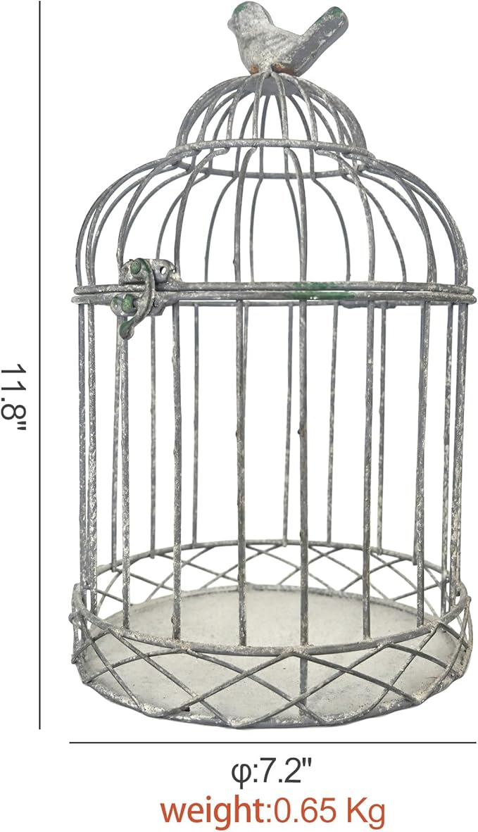 Rustic Metal Planter Holder Vintage Iron Birdcage Flower Planter Farmhouse Metal Climbing Vine Stand Antique Candle Holder Decoration for Garden Patio Balcony Outdoor Indoor Decor