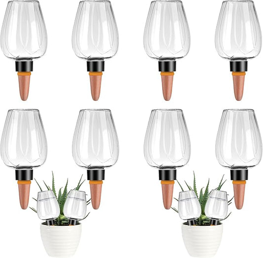 8 Pcs Plant Watering Globes Self Watering Planter Insert Plants Top Fill Water Device Plastic Water Bulbs Slow Release Terracotta for Plants, Clear