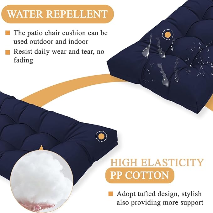 MTMR Water-Repellent Outdoor Bench Cushion-44X19 Inch Tufted Porch Swing Cushions with High Elasticity PP Cotton and Durable Ties, Thick Bench Seat Cushions for Patio Furnitures, Indoor Window Cushion