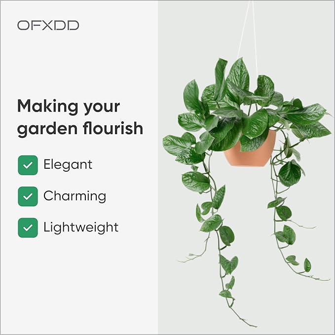 Plant Hangers - Pack of 3 - Plastic Flower Basket Hanging - Decorative Plants Pots with Hook - Outdoor Planters Lantern Hanger