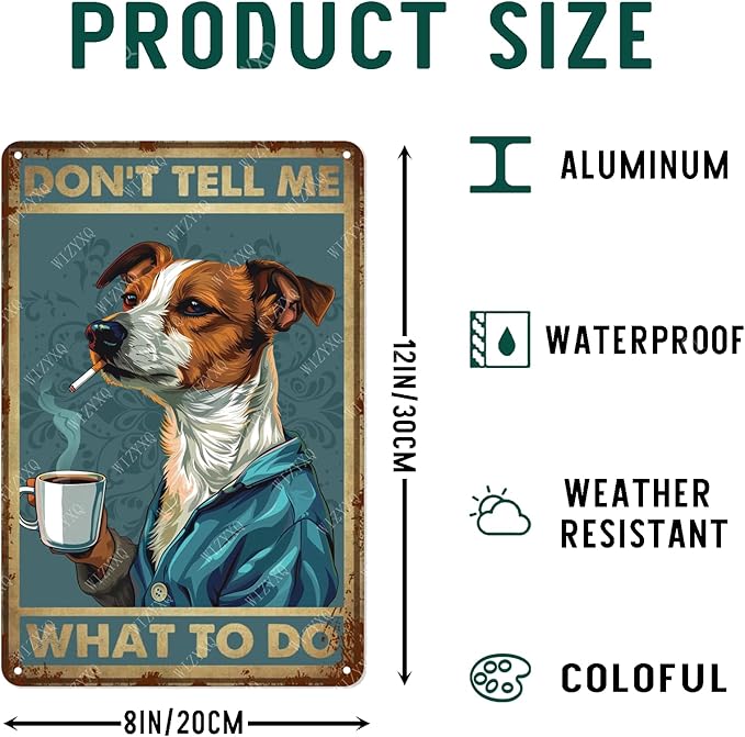 Metal Signs Jack Russell Dog Funny Vintage Tin Sign Retro Wall Decor for Home Office Farmhouse Yard Garden Shop Cafe 8×12 Inches