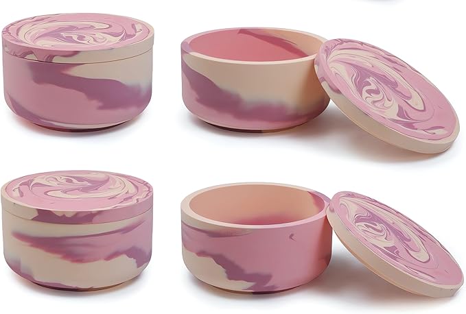Cup Shape Candle Jar Silicone Mold with Lid, Handmade Storage Bowl Resin Mould, Flower Pot Vase Concrete, DIY Plaster Cast Cement Rings Jewelry Storage Box Mold (Flat Matte)