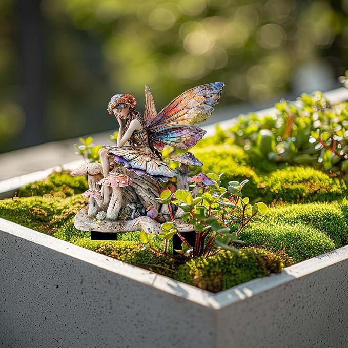 Bohemian Fairy Flower Pot Decoration, Planter Pots Decor, Garden Accessories for Home or Garden (Sleeping Elf-3)