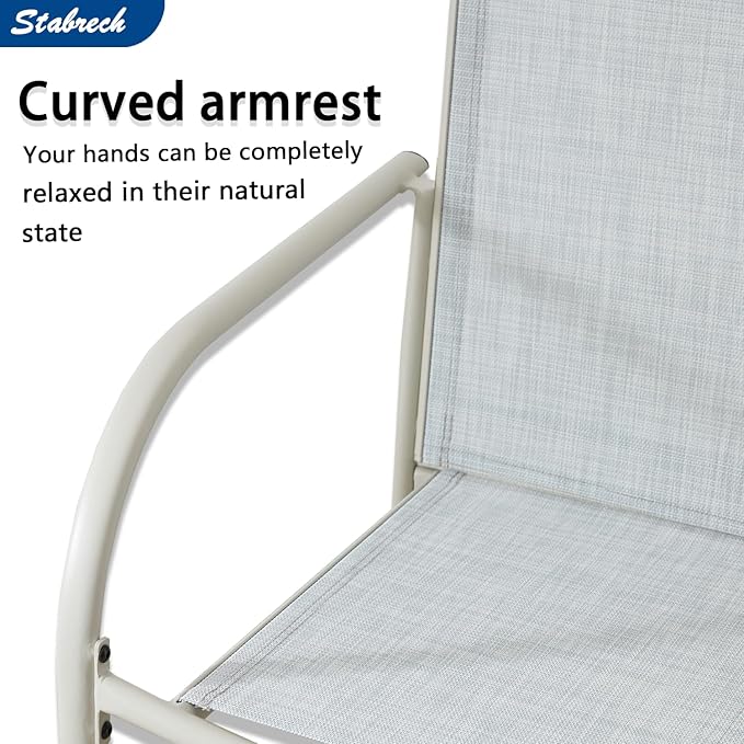 Outdoor Patio Dining Chairs Set of 6, Lightweight Stackable Patio Chairs with Curved Armrests & Wide Seat, Heavy Duty 300 lbs Capacity, Garden Chairs for Backyard, Deck, Poolside, Beige Blue