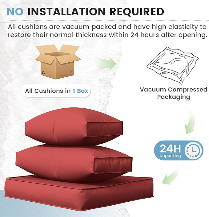 UDPATIO Replacement Cushions for Outdoor Furniture, 14 Piece Water-Repellent Cushions for 6 Seat Sectional Sofa, Burgundy