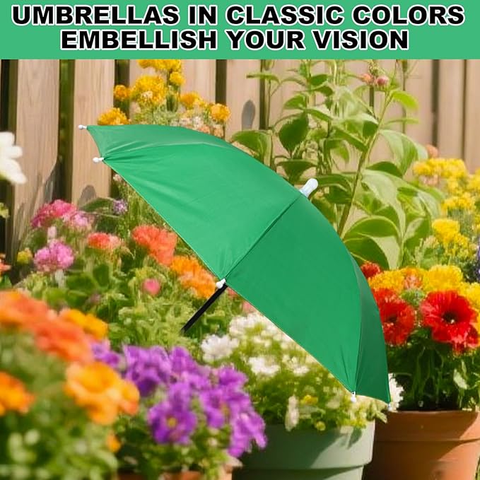 Adjustable Plant Shade Umbrella, Waterproof Garden Parasol with Iron Poles & H-Shaped Stake Outdoor Sun Cover for Potted Plants Vegetables Flowers (Green)