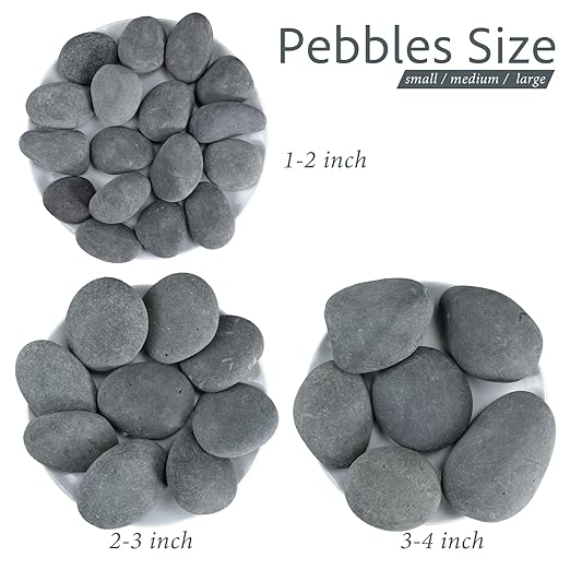 River Rocks, 5lbs Black Pebbles for Indoor Plants, 1-2 Inch Aquarium Rocks, Natural Stones for Landscaping Garden Paving Plant Rocks Crafting Walkways
