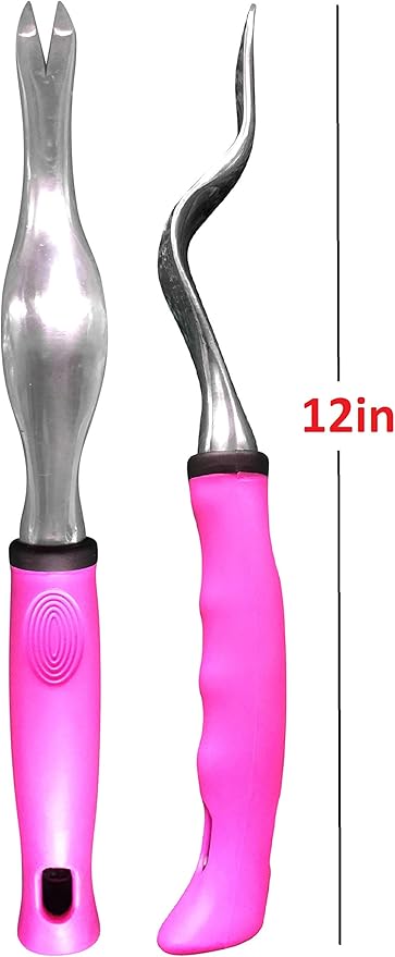 Garden Guru Pink Hand Weeder Tool with Ergonomic Handle - Weed Puller for Planting, Weeding, Flower and Vegetable Care in Lawn Garden Yard | Rust Resistant (4 Pack)